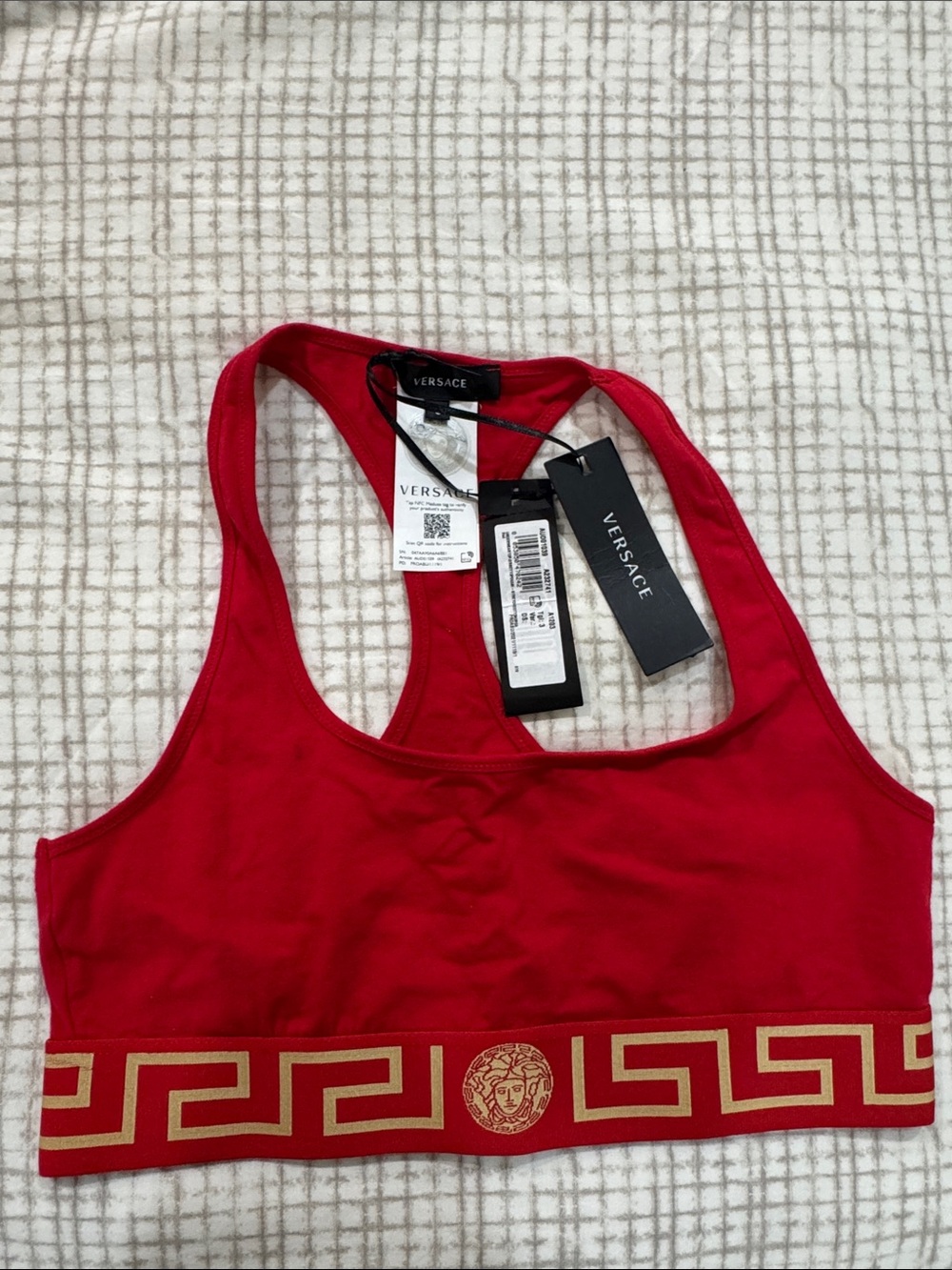 Versace Red Racerback Bralette with Gold Medusa